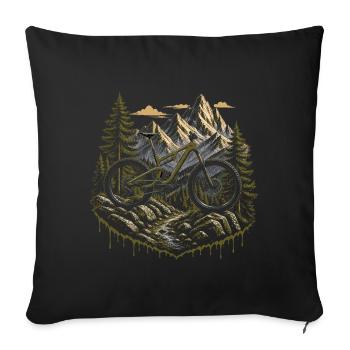 Mountain Bike MTB Alps Trail Enduro Mountains - Sofa pillowcase 17,3'' x 17,3'' (45 x 45 cm) - black - Front