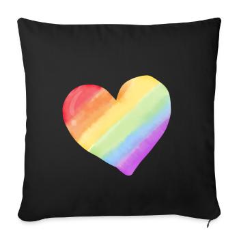 Rainbow Watercolor Heart - Sofa pillowcase 17,3'' x 17,3'' (45 x 45 cm) - black - Front
