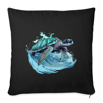 Neon Sea Turtle Wave Dance - Sofa pillowcase 17,3'' x 17,3'' (45 x 45 cm) - black - Front