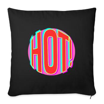 Neon Hot Retro Schriftzug - Sofakissenbezug 45 x 45 cm - Schwarz - Vorne
