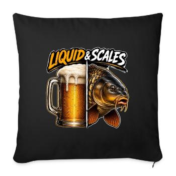 Liquid And Scales Lustiges Karpfenangeln - Sofakissenbezug 45 x 45 cm - Schwarz - Vorne