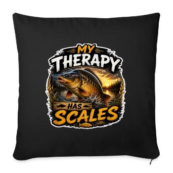 My Therapy Has Scales Carp Fishing - Sofa pillowcase 17,3'' x 17,3'' (45 x 45 cm) - black - Front