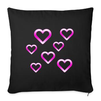 Hearts - Sofa pillowcase 17,3'' x 17,3'' (45 x 45 cm) - black - Front