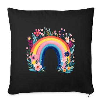 Lovely Rainbow - Sofa pillowcase 17,3'' x 17,3'' (45 x 45 cm) - black - Front