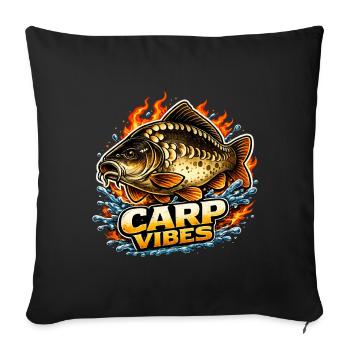 Carp vibes - Sofa pillowcase 17,3'' x 17,3'' (45 x 45 cm) - black - Front