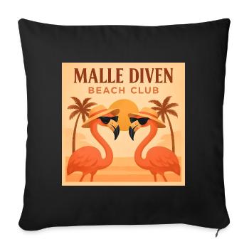 Malle Diven Beach Club Flamingo Mallorca Party - Sofa pillowcase 17,3'' x 17,3'' (45 x 45 cm) - black - Front