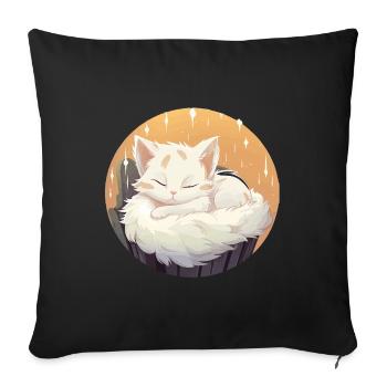 Schlafende Katze im Kreis - Sofakissenbezug 45 x 45 cm - Schwarz - Vorne