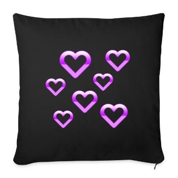 Hearts - Sofa pillowcase 17,3'' x 17,3'' (45 x 45 cm) - black - Front
