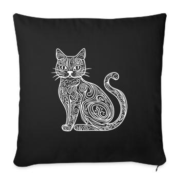 Croquis du chat - Housse de coussin décorative 45 x 45 cm - noir - Devant