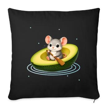 Cute Mouse in Avocado Kawaii Animal Motif - Sofa pillowcase 17,3'' x 17,3'' (45 x 45 cm) - black - Front