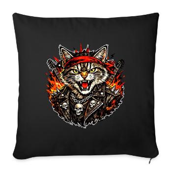 Chat à bascule - Housse de coussin décorative 45 x 45 cm - noir - Devant