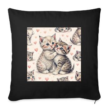 Pastel Kittens Heartfelt Hug - Sofa pillowcase 17,3'' x 17,3'' (45 x 45 cm) - black - Front
