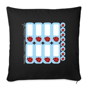 DIY Schulaufkleber Marienkäfer - blau - 16 er Set - Sofakissenbezug 45 x 45 cm - Schwarz - Vorne