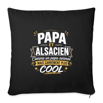 Papa et Alsacien comme papa normal mais plus cool - Housse de coussin décorative 45 x 45 cm - noir - Devant