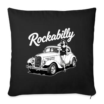 Rockabilly Pin-Up & Design de voitures classiques Hot Rod - Housse de coussin décorative 45 x 45 cm - noir - Devant
