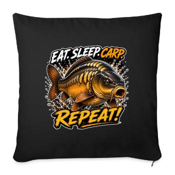Eat Sleep Carp Repeat Mirror Carp Design - Sofa pillowcase 17,3'' x 17,3'' (45 x 45 cm) - black - Front