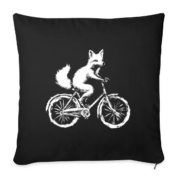 Le renard cycliste drôle - Housse de coussin décorative 45 x 45 cm - noir - Devant