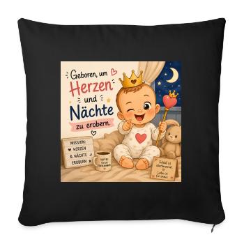 Geboren um Herzen zu Erobern - Sofakissenbezug 45 x 45 cm - Schwarz - Vorne