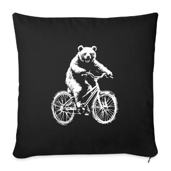 Funny Bicycle Bear - Sofa pillowcase 17,3'' x 17,3'' (45 x 45 cm) - black - Front