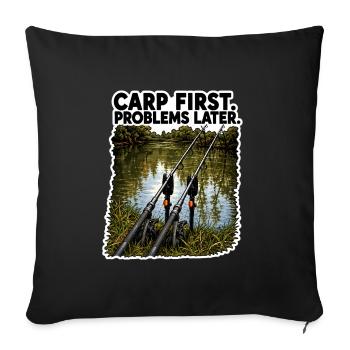 Premiers problèmes de la carpe Plus tard conception de la pêche - Housse de coussin décorative 45 x 45 cm - noir - Devant