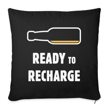 Prêt à recharger (Bière / Bière / NEG 2C) - Housse de coussin décorative 45 x 45 cm - noir - Devant