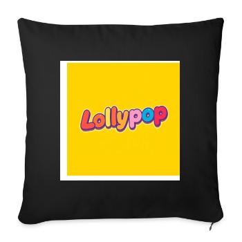 Typographie de l’arc-en-ciel à sucettes sur fond jaune - Housse de coussin décorative 45 x 45 cm - noir - Devant