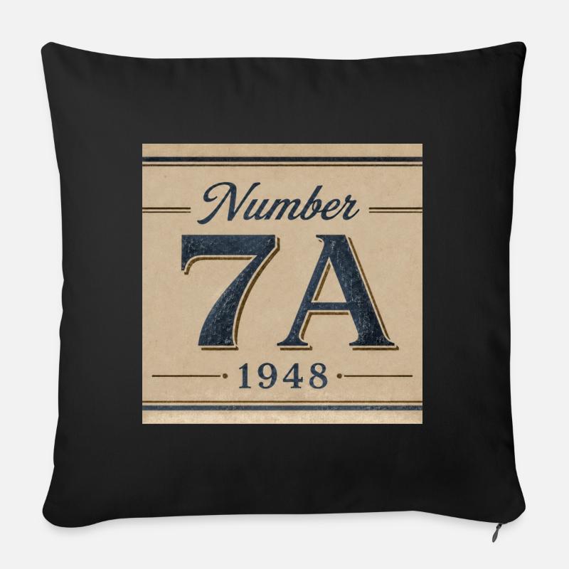 Vintage 7A 1948 Zahlenemblem - Sofakissenbezug 45 x 45 cm - Schwarz