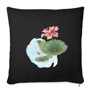 Water Lily Watercolor Blossom Magic - Sofa pillowcase 17,3'' x 17,3'' (45 x 45 cm) - black - Front