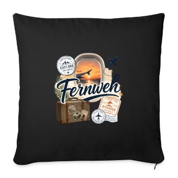 Fernweh - Reise - Abenteuer - Sofakissenbezug 45 x 45 cm - Schwarz - Vorne