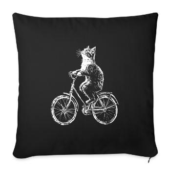 Funny Bicycle Cat - Sofa pillowcase 17,3'' x 17,3'' (45 x 45 cm) - black - Front