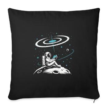 Astronaut reading book on the moon bookworm - Sofa pillowcase 17,3'' x 17,3'' (45 x 45 cm) - black - Front