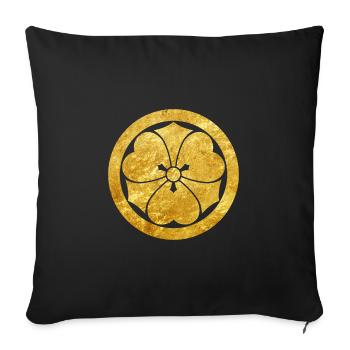 Art vintage Mon en or oriental - Housse de coussin décorative 45 x 45 cm - noir - Devant