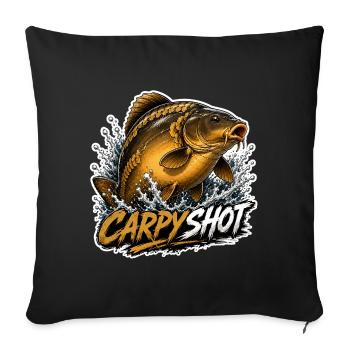 Conception de la pêche à la carpe miroir de la carpyshot - Housse de coussin décorative 45 x 45 cm - noir - Devant