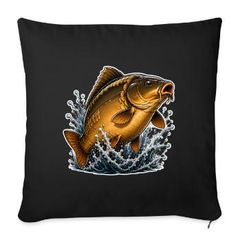 Design de pêche à la crape miroir - Housse de coussin décorative 45 x 45 cm - noir - Devant