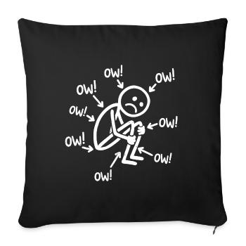 Bonhomme allumette douloureux Aïe - Housse de coussin décorative 45 x 45 cm - noir - Devant
