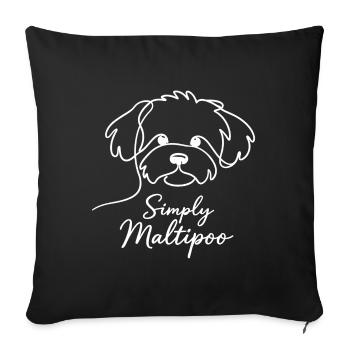 Simply Maltipoo – Minimalistisches Hundedesign - Sofakissenbezug 45 x 45 cm - Schwarz - Vorne