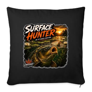 Conception de la pêche à la carpe de chasse de surface - Housse de coussin décorative 45 x 45 cm - noir - Devant