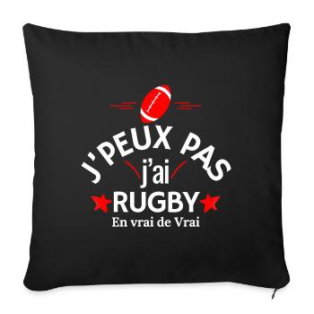 J'peux pas j'ai Rugby - Housse de coussin décorative 45 x 45 cm - noir - Devant