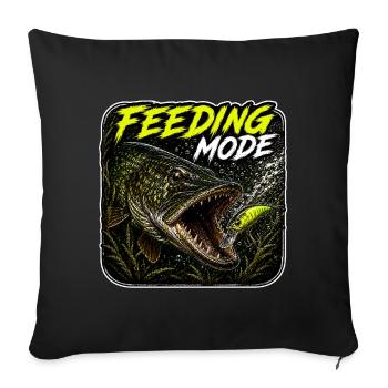 Conception de la pêche au brochet en mode d’alimentation - Housse de coussin décorative 45 x 45 cm - noir - Devant