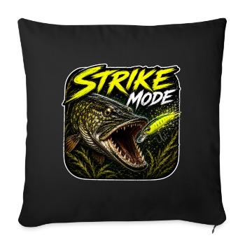 Conception de la pêche au brochet en mode Strike - Housse de coussin décorative 45 x 45 cm - noir - Devant
