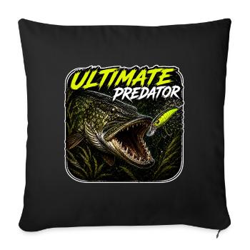 Ultimate Predator Pike Fishing Design - Sofa pillowcase 17,3'' x 17,3'' (45 x 45 cm) - black - Front