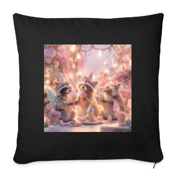 Fairytale Forest Raccoon Festival - Sofa pillowcase 17,3'' x 17,3'' (45 x 45 cm) - black - Front