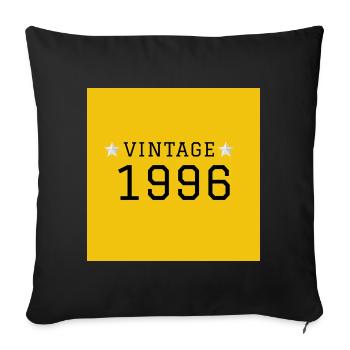 VINTAGE_1996_fond_jaune_etoiles_blanches_retro - Housse de coussin décorative 45 x 45 cm - noir - Devant