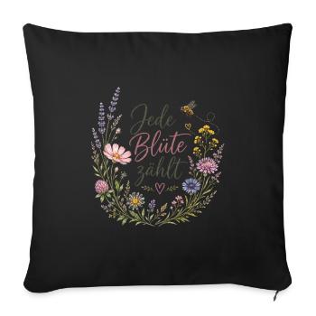 Chaque fleur compte - Housse de coussin décorative 45 x 45 cm - noir - Devant