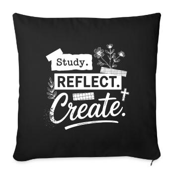 Étudier. Réfléchis. Créez. - Housse de coussin décorative 45 x 45 cm - noir - Devant