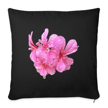 Vibrant_Pink_Geranium_Flowers - Housse de coussin décorative 45 x 45 cm - noir - Devant