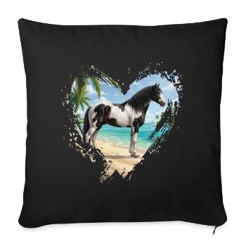 Ein Abaco-Pferdebart, der Strand und ein Herz - Sofakissenbezug 45 x 45 cm - Schwarz - Vorne