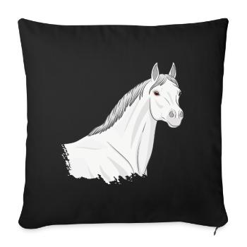 The Head of a Light Grey Abbayan Horse - Sofa pillowcase 17,3'' x 17,3'' (45 x 45 cm) - black - Front