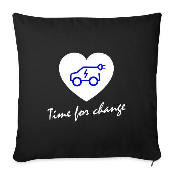 Time for change E-car heart - Sofa pillowcase 17,3'' x 17,3'' (45 x 45 cm) - black - Front