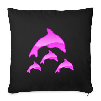 Dauphins - Housse de coussin décorative 45 x 45 cm - noir - Devant